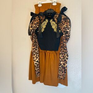 Kelle dance solo costume animal print top orange maxi skirt leotard Teen SA adul
